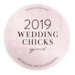 A badge that says 2 0 1 9 wedding chicks